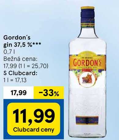 Gordon's gin 37,5 %, 0,7 l