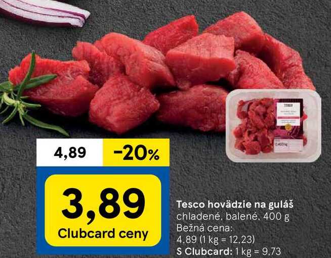 Tesco hovädzie na guláš, 400 g