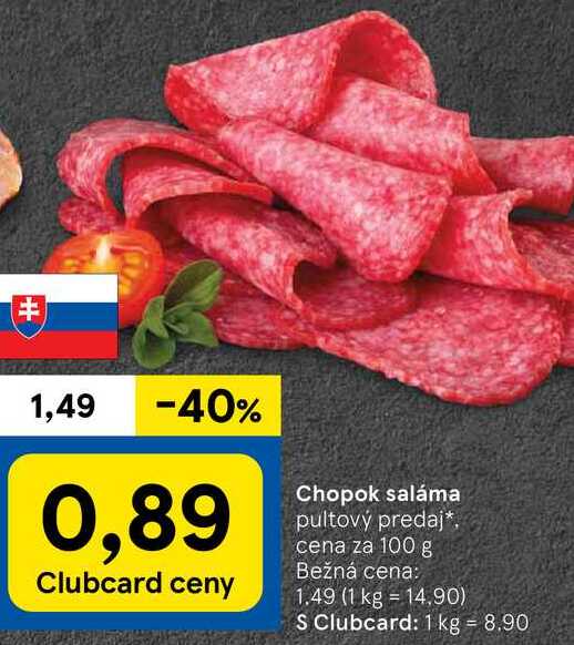 Chopok saláma, cena za 100 g 