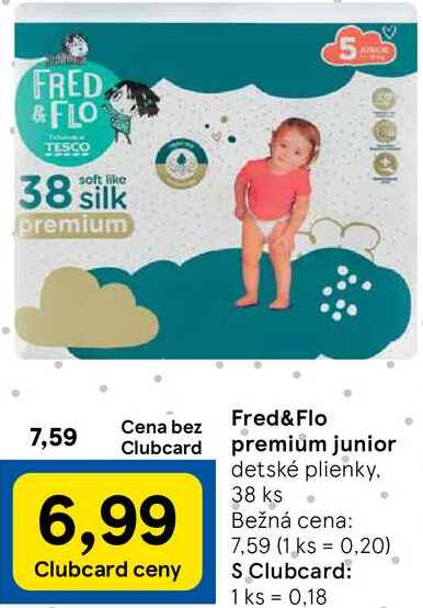 Fred&Flo premium junior detské plienky, 38 ks 