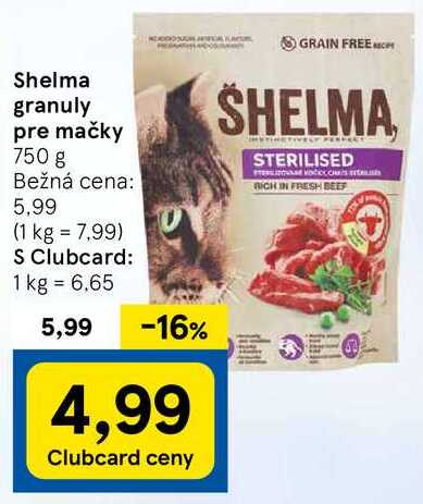 Shelma granuly pre mačky, 750 g 