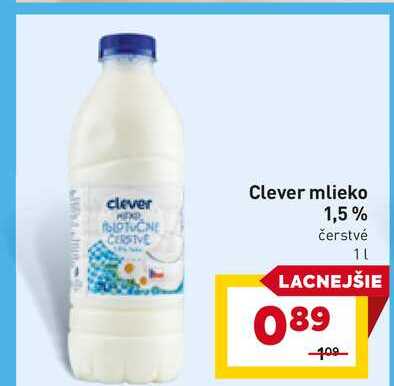 Clever mlieko 1,5% čerstvé 1l