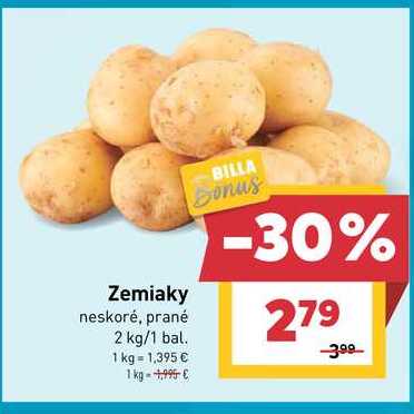 Zemiaky neskoré, prané 2 kg/1 bal. 