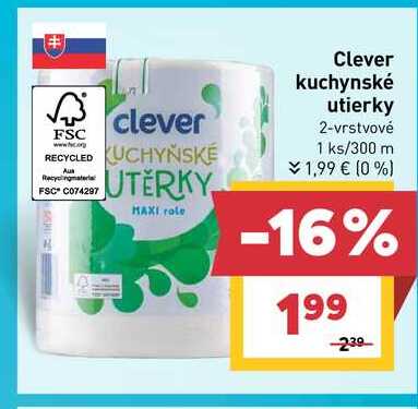 Clever kuchynské utierky 2-vrstvové 1 ks