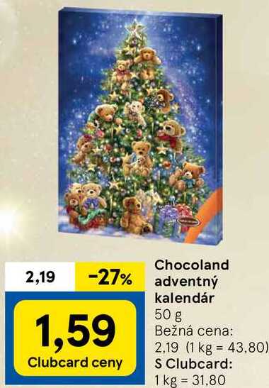 Chocoland adventný kalendár, 50 g  