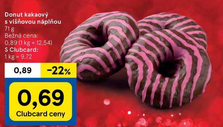 Donut kakaový s višňovou náplňou, 71 g