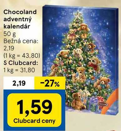 Chocoland adventný kalendár, 50 g 