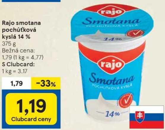 Rajo smotana pochúťková kyslá 14 %, 375 g 