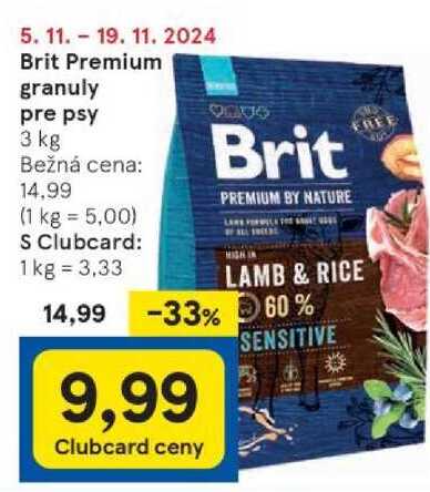 Brit Premium granuly pre psy, 3 kg 