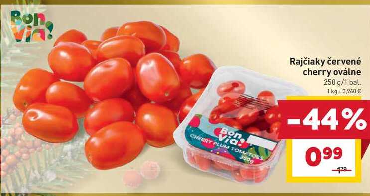 Rajčiaky červené cherry oválne 250 g