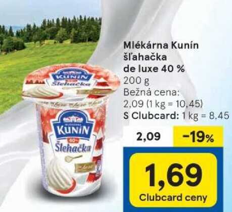 Mlékárna Kunín šľahačka de luxe 40 %, 200 g 