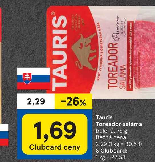 Tauris Toreador saláma balená, 75 g 