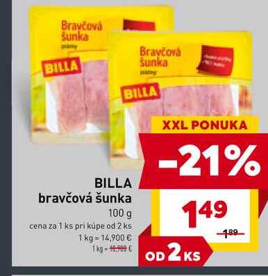 BILLA bravčová šunka 100 g