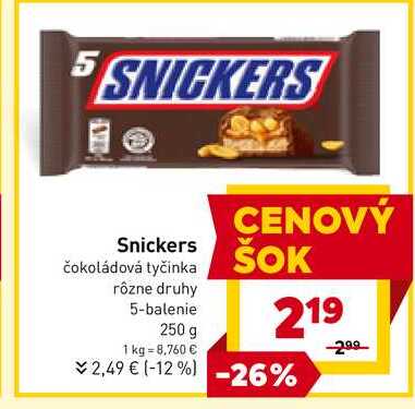 Snickers Čokoládová tyčinka 4x50 g