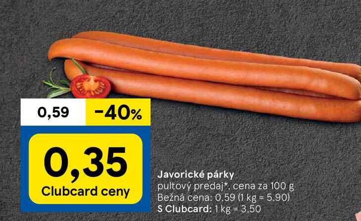 Javorické párky pultový predaj 100 g 