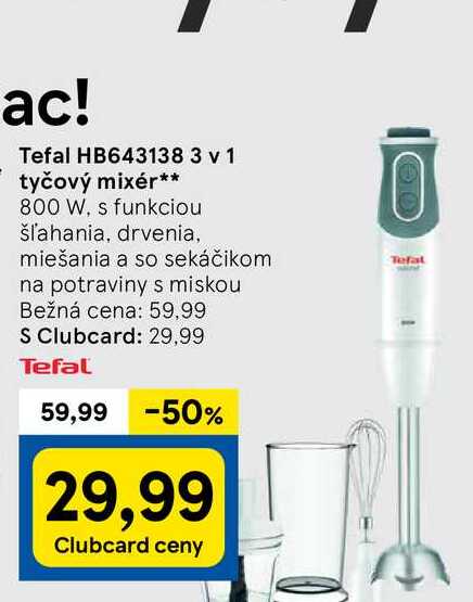 Tefal HB643138 3 v 1 tyčový mixér