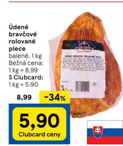 Údené bravčové rolované plece balené, 1 kg 