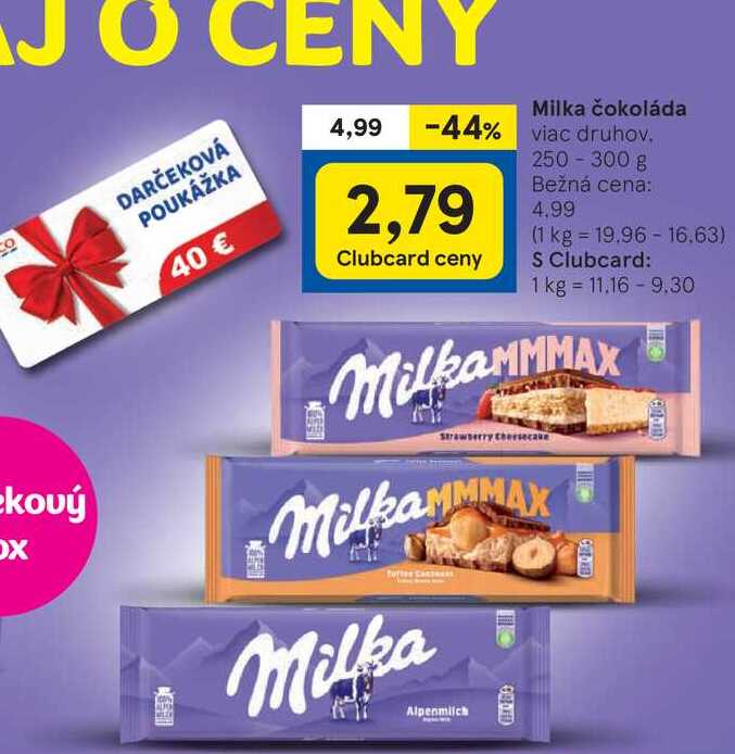 Milka čokoláda 250-300 g, vybrané druhy