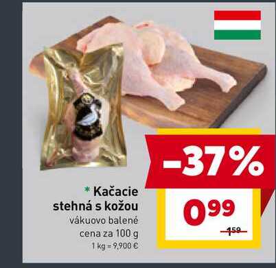 Kačacie stehná s kožou vákuovo balené cena za 100 g 