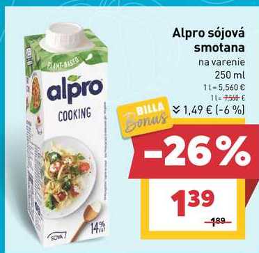 Alpro sójová smotana na varenie 250 ml 