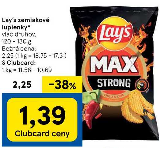 Lay's zemiakové lupienky, 120-130 g