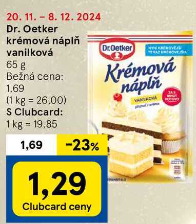 Dr. Oetker krémová náplň vanilková, 65 g