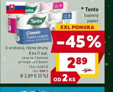 Tento Classic Toilet paper 3-vrstvový, rôzne druhy 8 ks