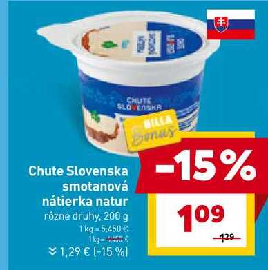 Chute Slovenska smotanová nátierka natur rôzne druhy, 200 g