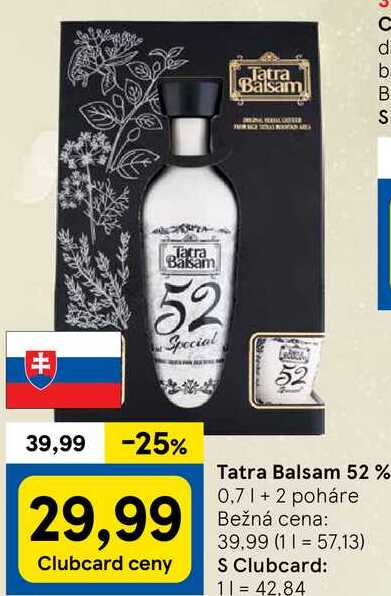 Tatra Balsam 52%, 0,7 l + 2 poháre