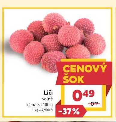 Liči voľné cena za 100 g