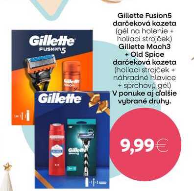 Gillette Mach3 + Old Spice darčeková kazeta (holiaci strojček + náhradné hlavice + sprchový gél)