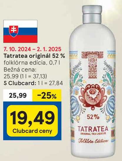 Tatratea originál 52 %, 0,5 l