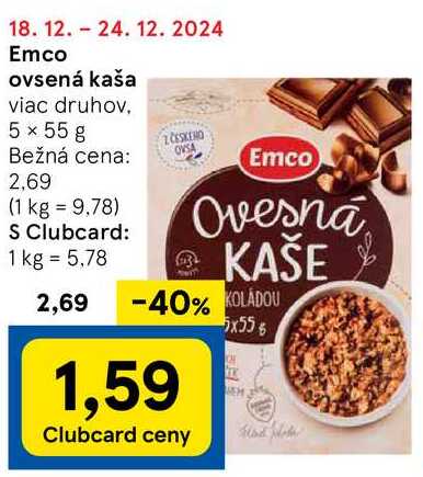 Emco ovsená kaša, 5x 55 g 