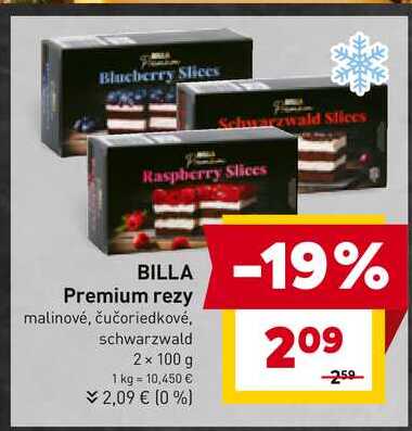 BILLA Premium rezy malinové, čučoriedkové, schwarzwald 2x 100 g