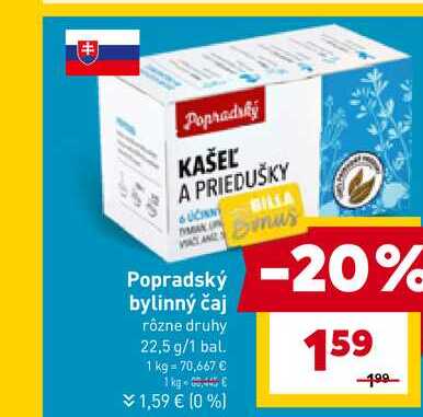 Popradský bylinný čaj rôzne druhy 22,5 g