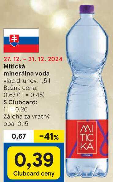 Mitická minerálna voda, 1,5 l