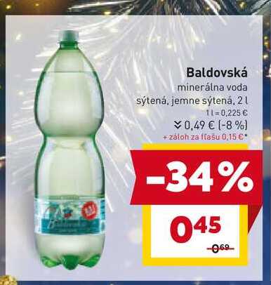 Baldovská minerálna voda sýtená, jemne sýtená, 2l