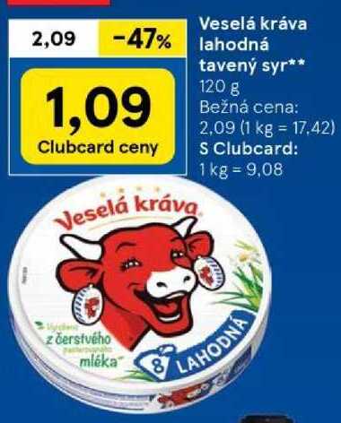 Veselá kráva Veselá kráva lahodná tavený syr, 120 g