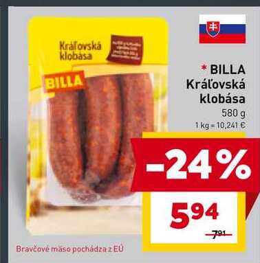 Kráľovská klobása 580 g 