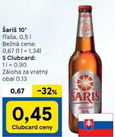 Šariš 10°, 0,5 l