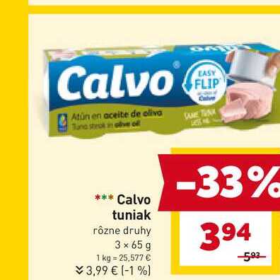 Calvo tuniak rôzne druhy 3 x 65 g 