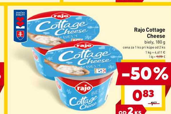 Rajo Cottage Cheese biely, 180 g 