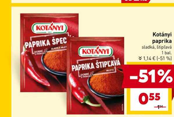 Kotányi paprika sladká, štipľavá 1 bal.