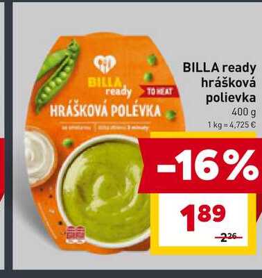 BILLA ready hrášková polievka 400 g