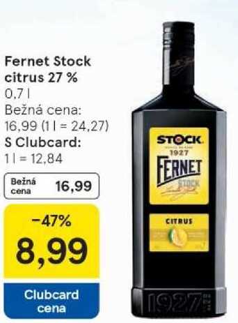 Fernet Stock citrus 27%, 0,7 l