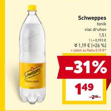 Schweppes tonik viac druhov 1,5l