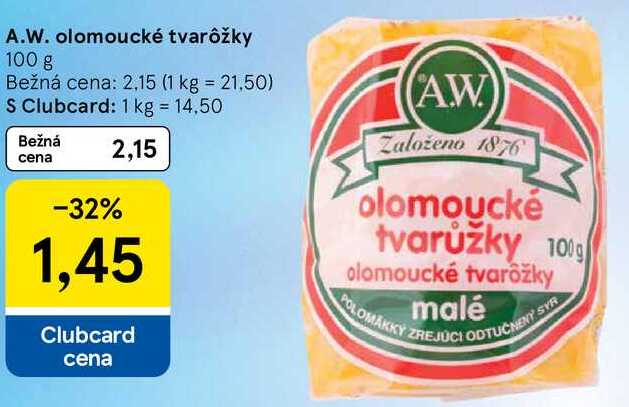 A.W. olomoucké tvarôžky, 100 g