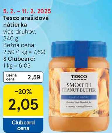 Tesco arašidová nátierka, 340 g