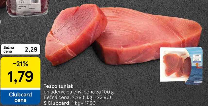 Tesco tuniak, cena za 100 g