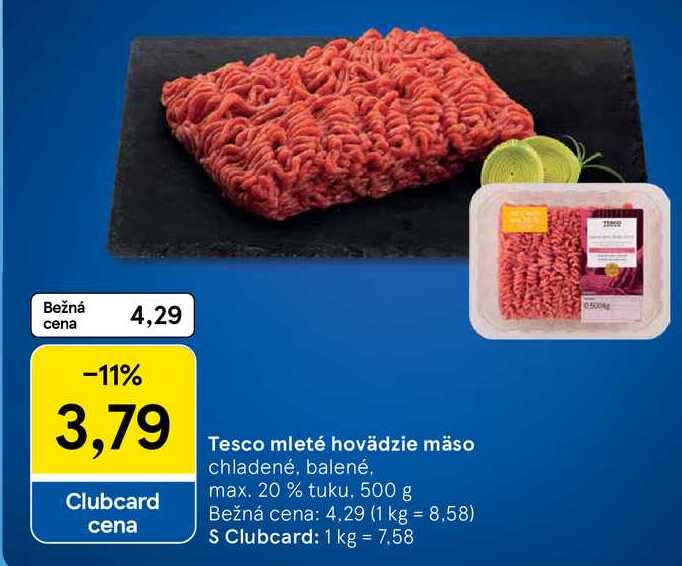 Tesco mleté hovädzie mäso, 500 g 